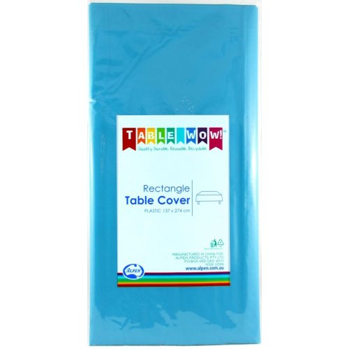 Azure Blue Rectangular Plastic Table Cover