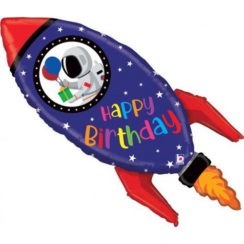 Rocket Happy Birthday Foil Balloon