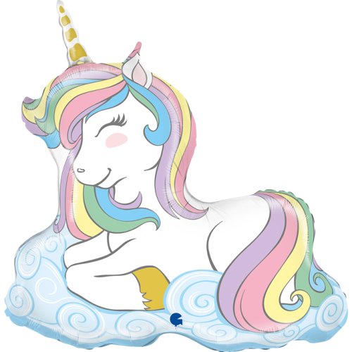 Pastel Unicorn on Cloud Foil Balloon INFLATED