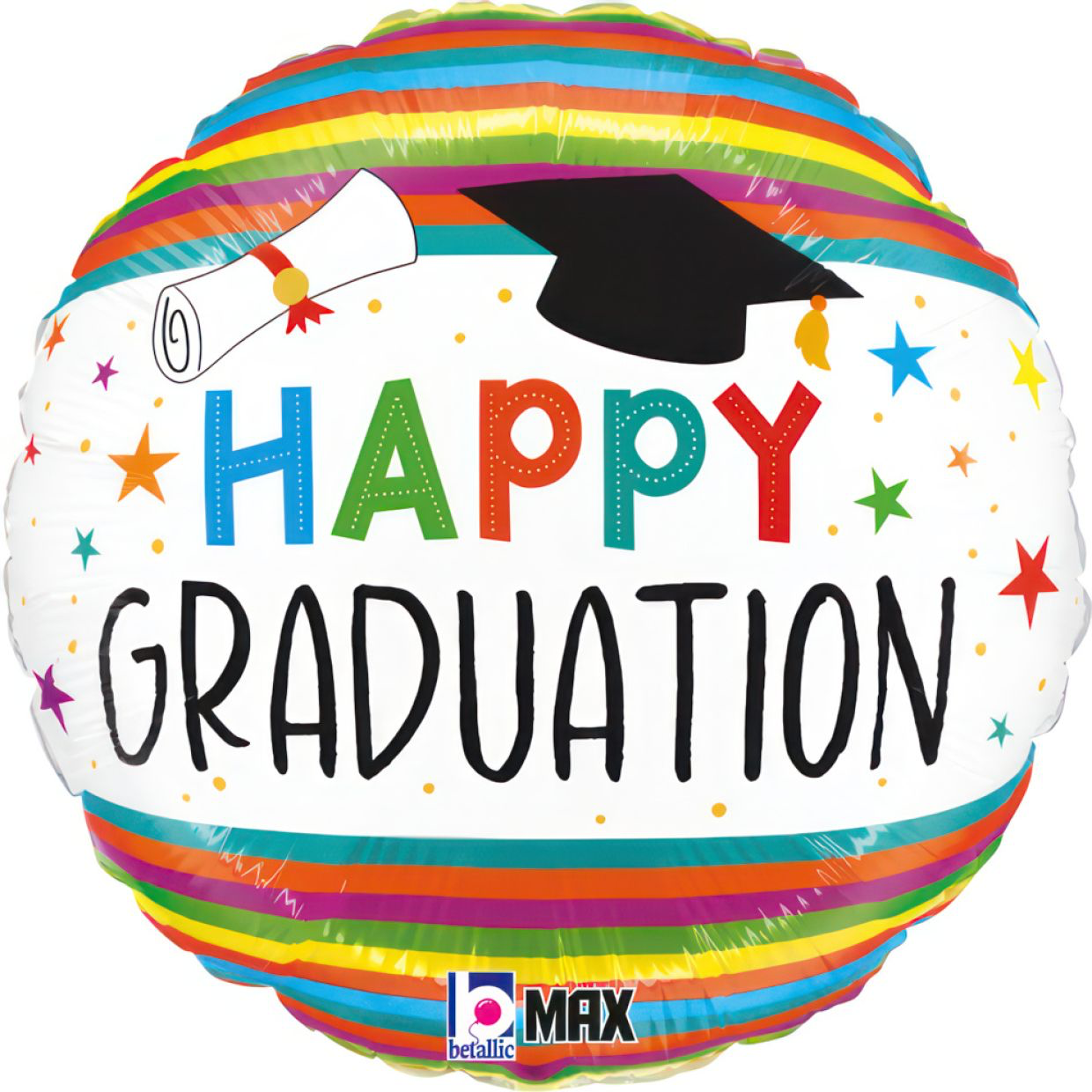 Happy Graduation Striped Foil Balloon