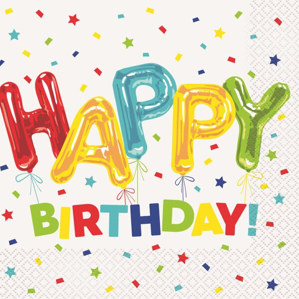 Happy Birthday Balloon Lunch Napkins 16pk