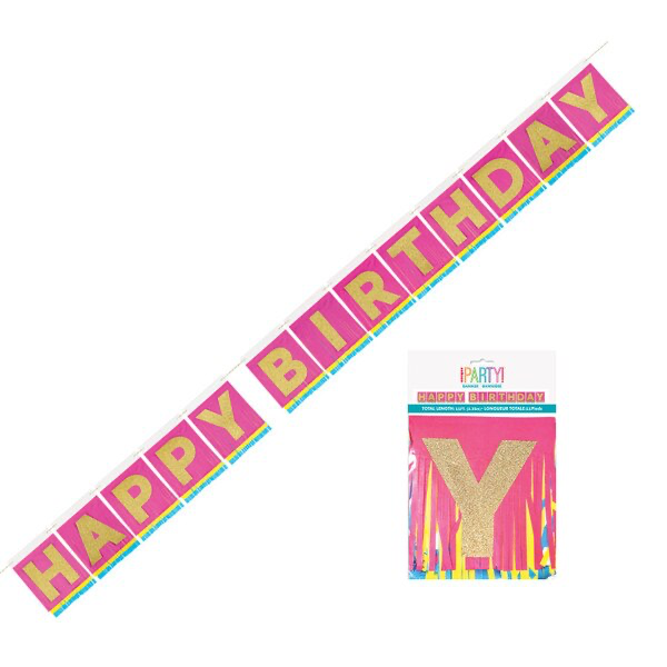 Happy Birthday Tissue Fringe Banner 3.35m