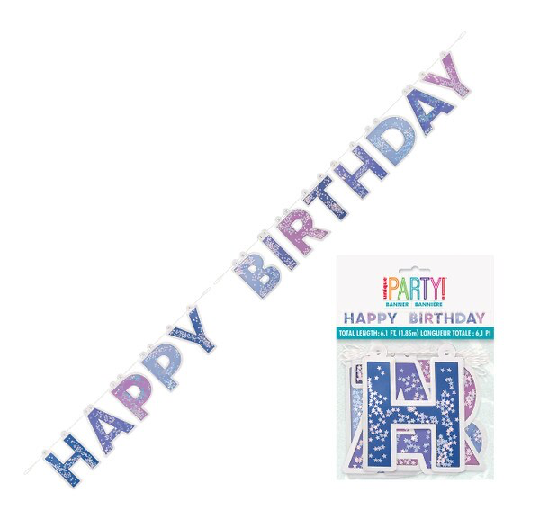 Purple Galaxy Confetti Happy Birthday Banner 1.85m