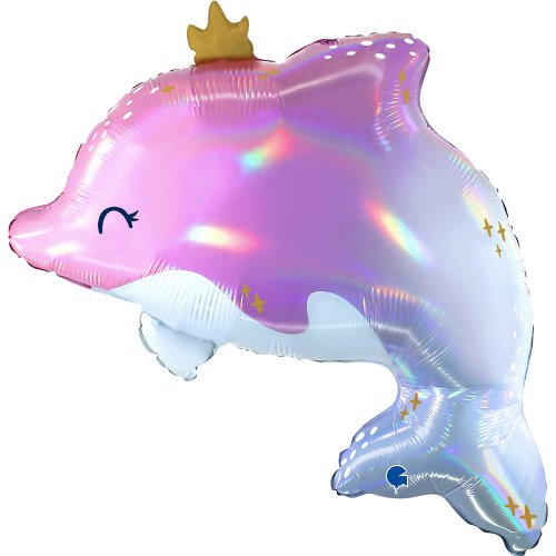 Rainbow Holographic Dolphin Foil Balloon
