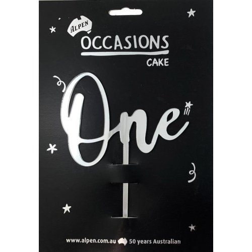 Number One Cake Topper Silver