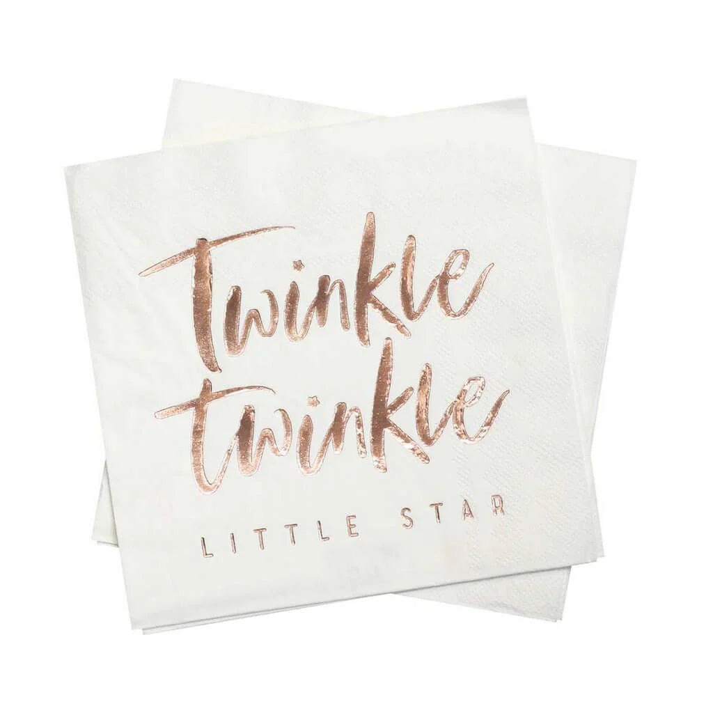 'Twinkle Twinkle Little Star' Rose Gold Napkins 16pk