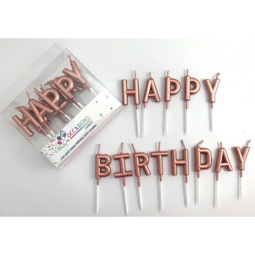 Happy Birthday Rose Gold Candles