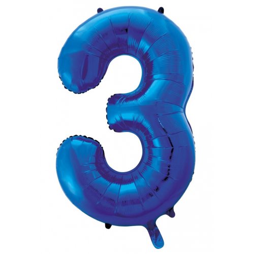 Number 3 Helium Foil Balloon - Assorted Colours
