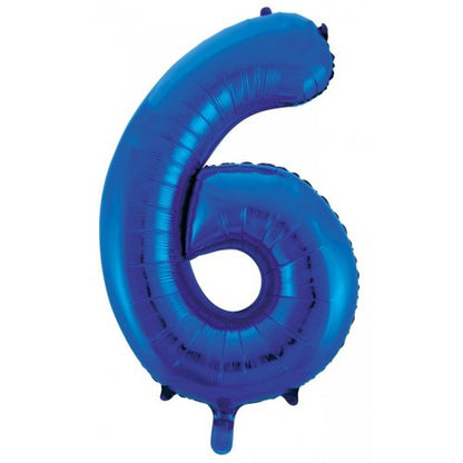 Number 6 Helium Foil Balloon - Assorted Colours