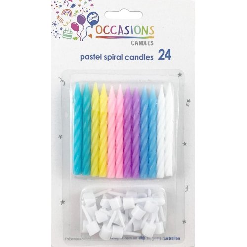 Pastel Spiral Candles 24pk