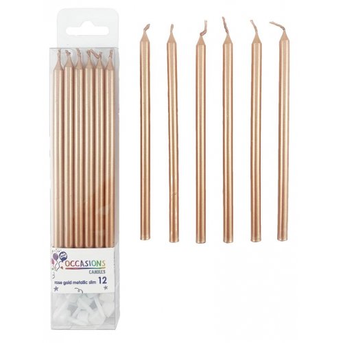 Rose Gold Slim Candles 12pk