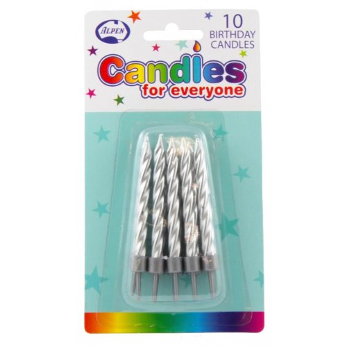 Silver Spiral Candles 10pk