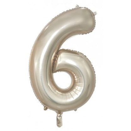 Number 6 Helium Foil Balloon - Assorted Colours