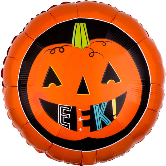 Round 'EEK' Pumpkin Foil Balloon