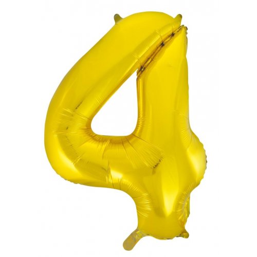 Number 4 Helium Foil Balloon - Assorted Colours