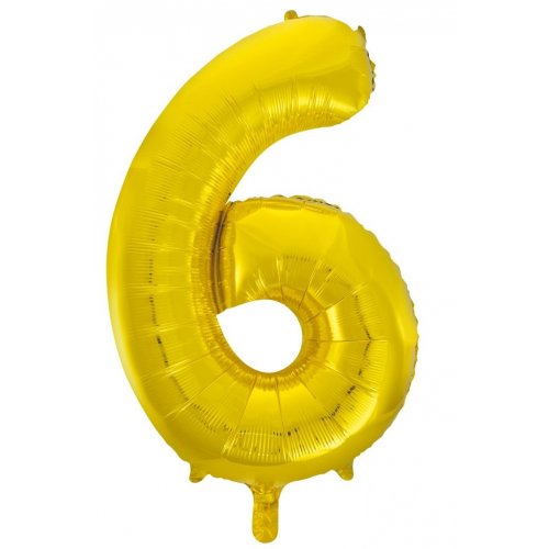 Number 6 Helium Foil Balloon - Assorted Colours