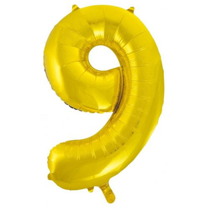 Number 9 Helium Foil Balloon - Assorted Colours