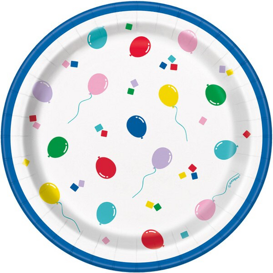 Vibrant Balloon Paper Plates 8pk