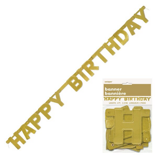 Gold Happy Birthday Banner 1.21m
