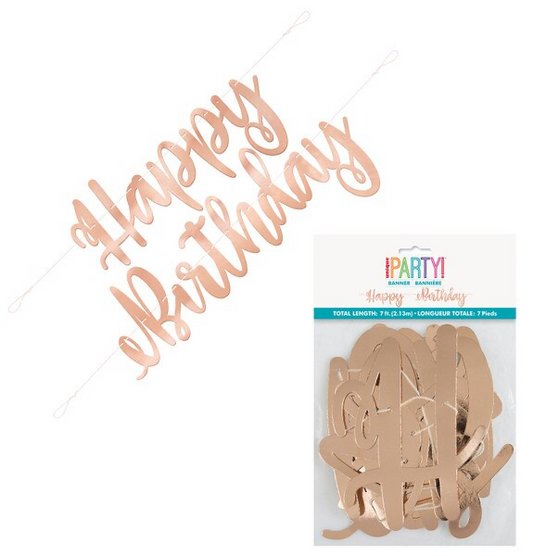 Rose Gold Happy Birthday Banner 2.13m