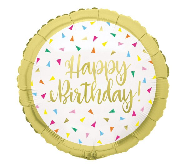 Happy Birthday Gold Round Foil Balloon