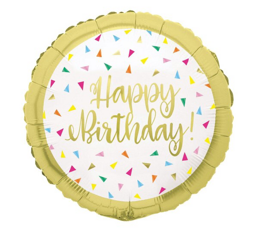 Happy Birthday Gold Round Foil Balloon