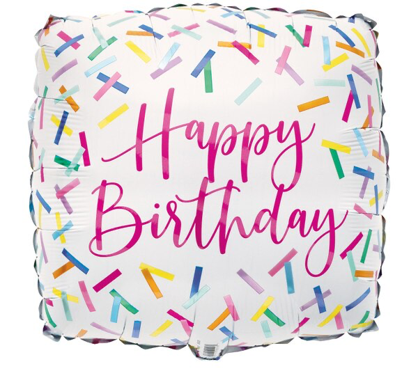 Happy Birthday Sprinkles Square Foil Balloon