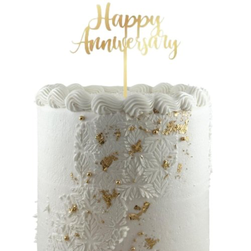 Gold Happy Anniversary Cake Topper