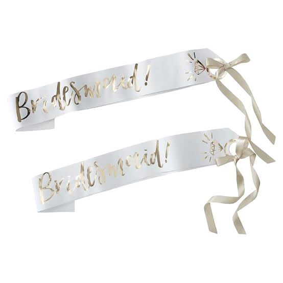 Bridesmaid Sash 2pk