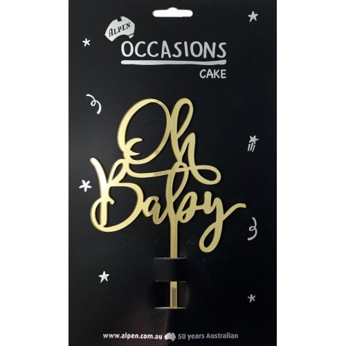 Oh Baby Cake Topper Gold