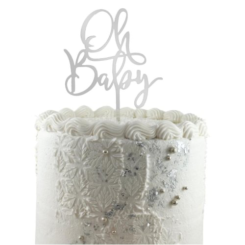 Oh Baby Cake Topper Silver