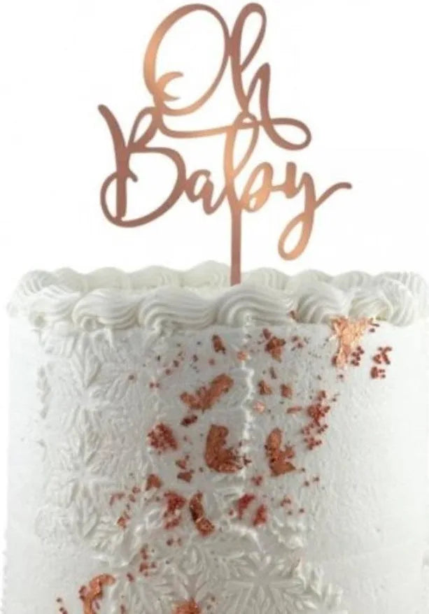 Oh Baby Cake Topper Rose Gold