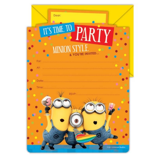 Minions Despicable Me Party Invites 16pk