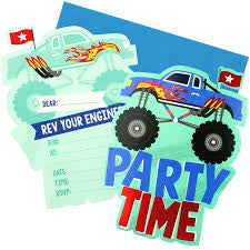 Monster Truck Party Invites 8pk