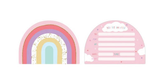 Rainbow Birthday Invites 8pk