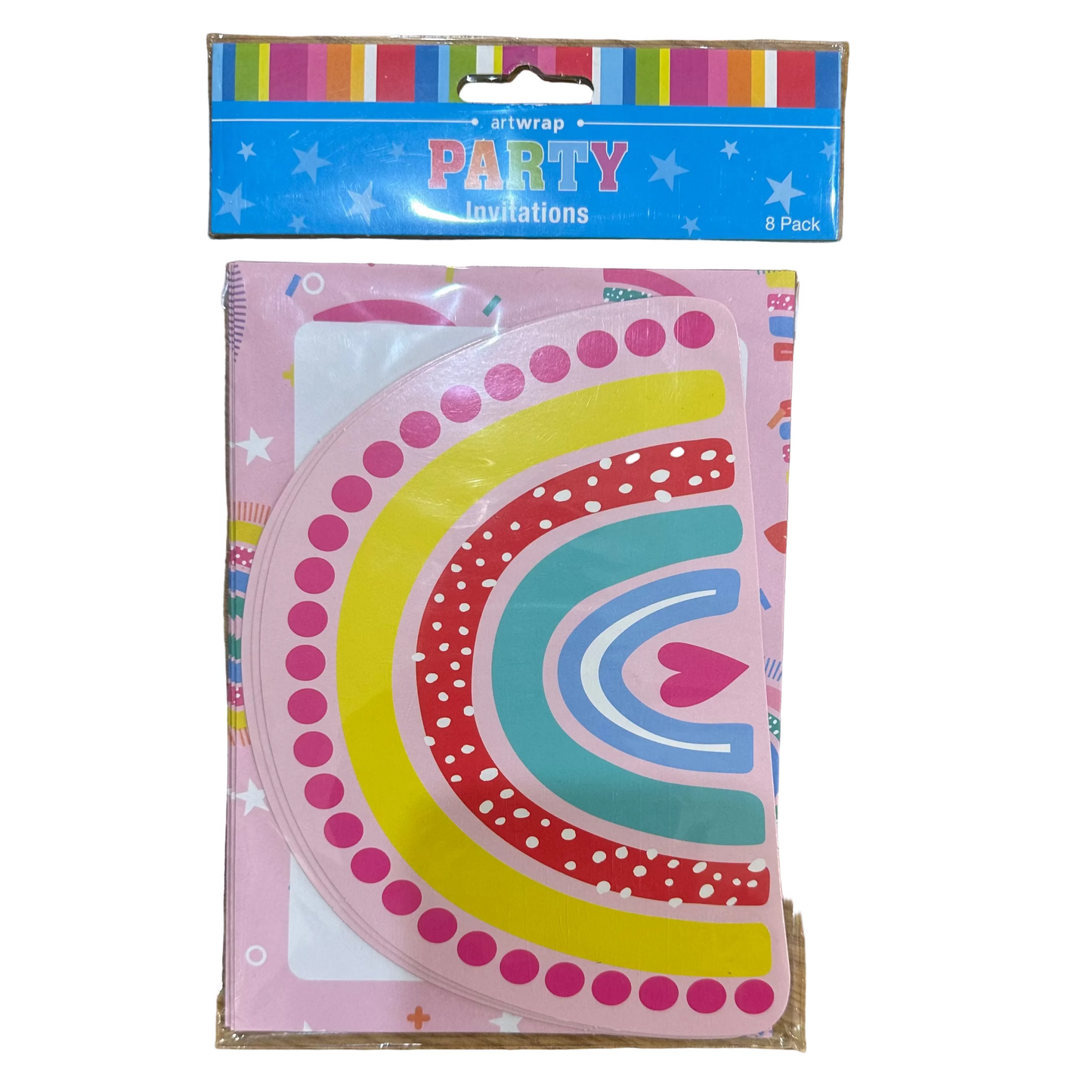 Colourful Celebration Rainbow Party Invites 8pk