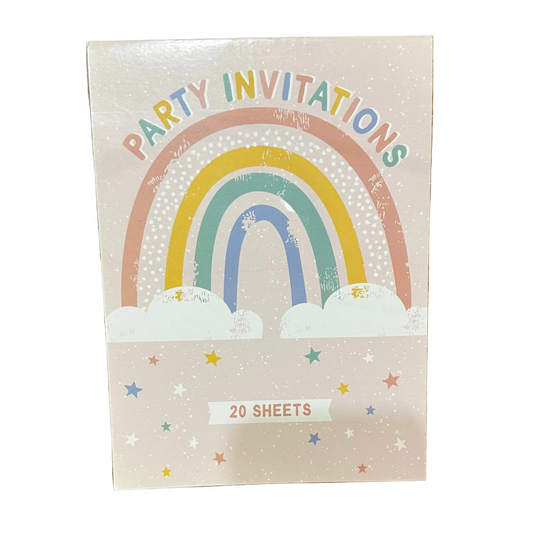 Boho Rainbow Party Invites Pad 20 Sheets
