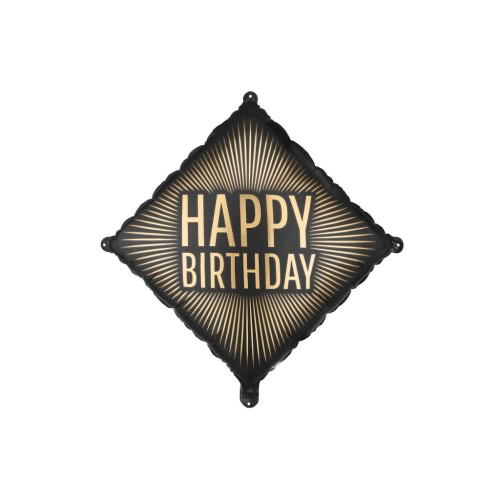 Black&Gold Happy Birthday Foil Balloon INFLATED