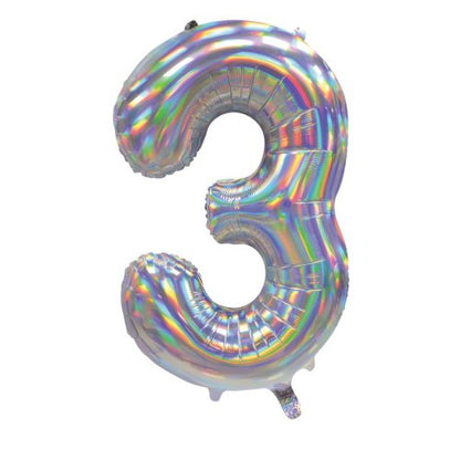 Number 3 Helium Foil Balloon - Assorted Colours