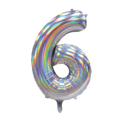 Number 6 Helium Foil Balloon - Assorted Colours