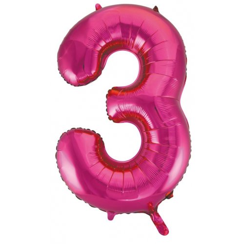 Number 3 Helium Foil Balloon - Assorted Colours