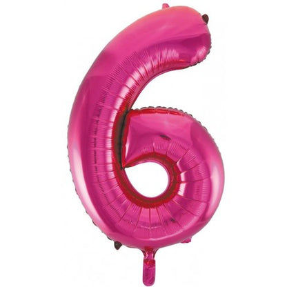 Number 6 Helium Foil Balloon - Assorted Colours