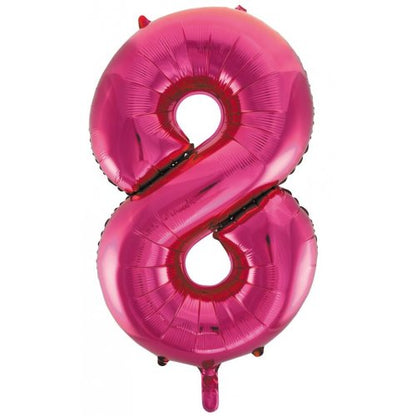 Number 8 Helium Foil Balloon - Assorted Colours