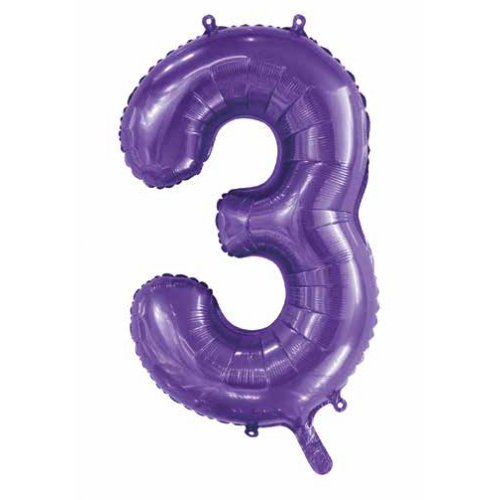 Number 3 Helium Foil Balloon - Assorted Colours