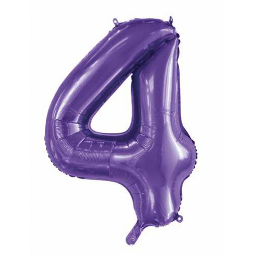 Number 4 Helium Foil Balloon - Assorted Colours