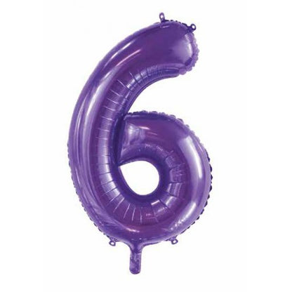 Number 6 Helium Foil Balloon - Assorted Colours