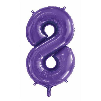 Number 8 Helium Foil Balloon - Assorted Colours