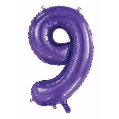 Number 9 Helium Foil Balloon - Assorted Colours
