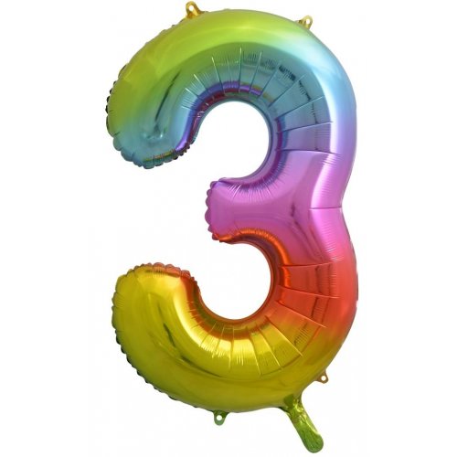 Number 3 Helium Foil Balloon - Assorted Colours