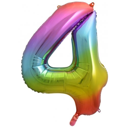 Number 4 Helium Foil Balloon - Assorted Colours